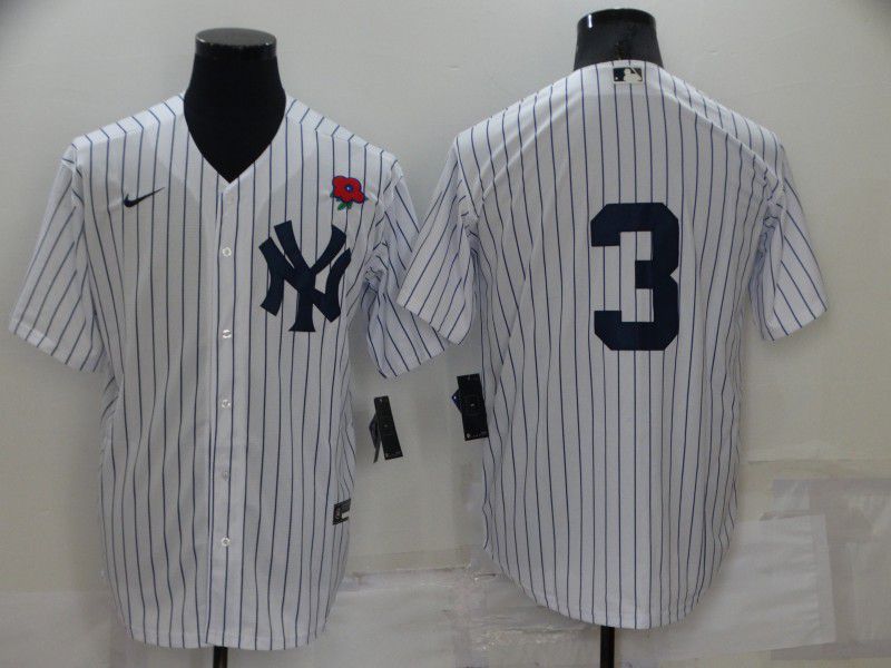 Men New York Yankees #3 No Name White Strip Game 2022 Nike MLB Jersey